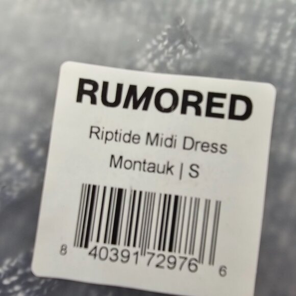 Rumored Clothing S Bodycon Dress Midi Montauk Blue Riptide Open Back Summer - Picture 5 of 5